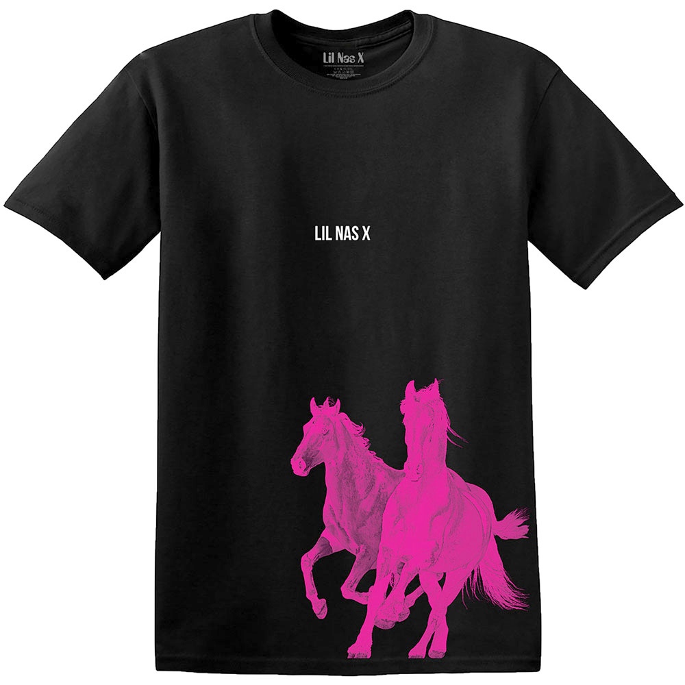 Lil Nas X - Pink Horses Heren Tshirt - Zwart